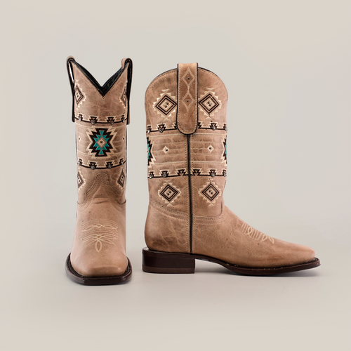 Palles Aztec Stitch Fawn - Short Shaft - Square Toe | Texas