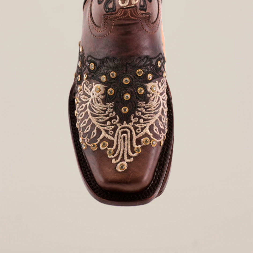 Faenza Crystals Brown - Mid Shaft - Narrow Square Toe | Texas