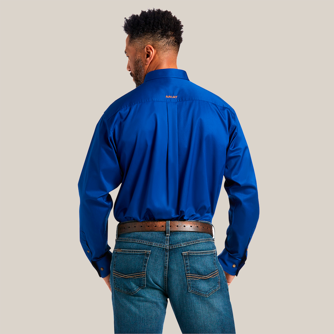 ariat dress shirts Men's Pro Series Team Houston Classic Fit Shirt confident look for rodeos Classic Blue Twill Shirt: Stylish