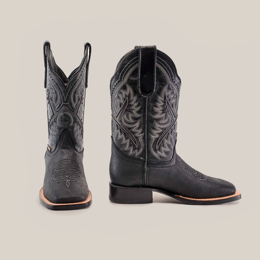 Youth Cheyenne Black Cowboy Boots - Square Toe (E29) - Gomez Western Wear 5.5 US
