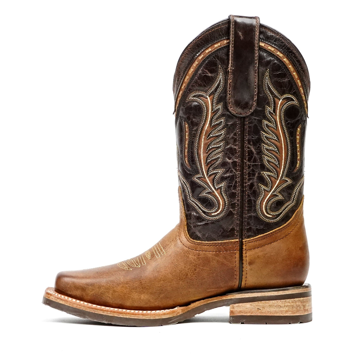 Rustic Honey Leather Boots (Youth) - Slip-Resistant Sole - Rodeo Toe (E28) - Gomez Western Wear