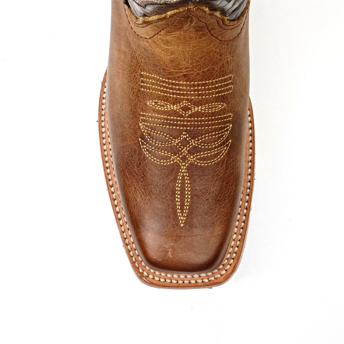 Rustic Honey Leather Boots (Youth) - Slip-Resistant Sole - Rodeo Toe (E28) - Gomez Western Wear