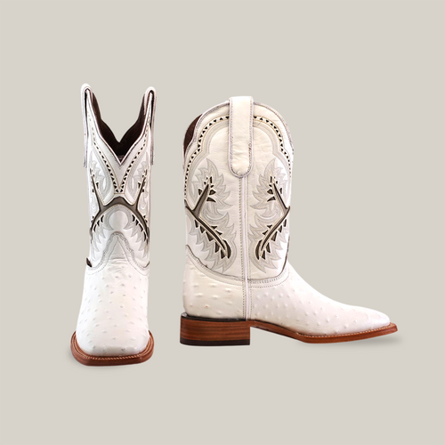 Karoo Ostrich Print White - Square Toe