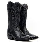 Tanner Python Boots - Glossy Black - Cutter Toe (PN26) - Gomez Western Wear