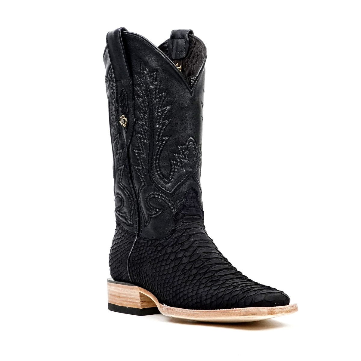 Tanner Python Boots - Matte Black - Square Toe (PN30) - Gomez Western Wear
