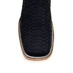 Tanner Python Boots - Matte Black - Square Toe (PN30) - Gomez Western Wear