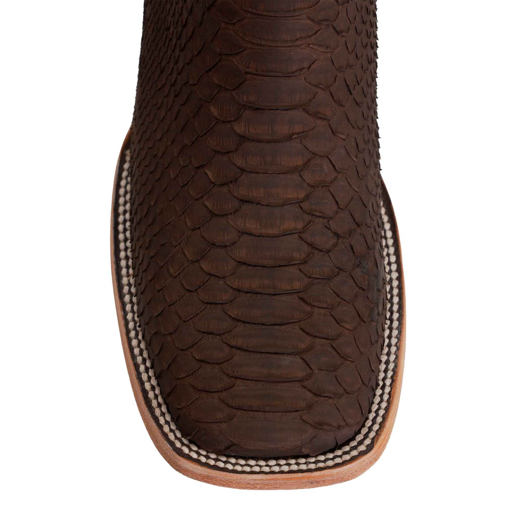 Tanner Python Boots - Matte Brown - Square Toe (PN30) - Gomez Western Wear