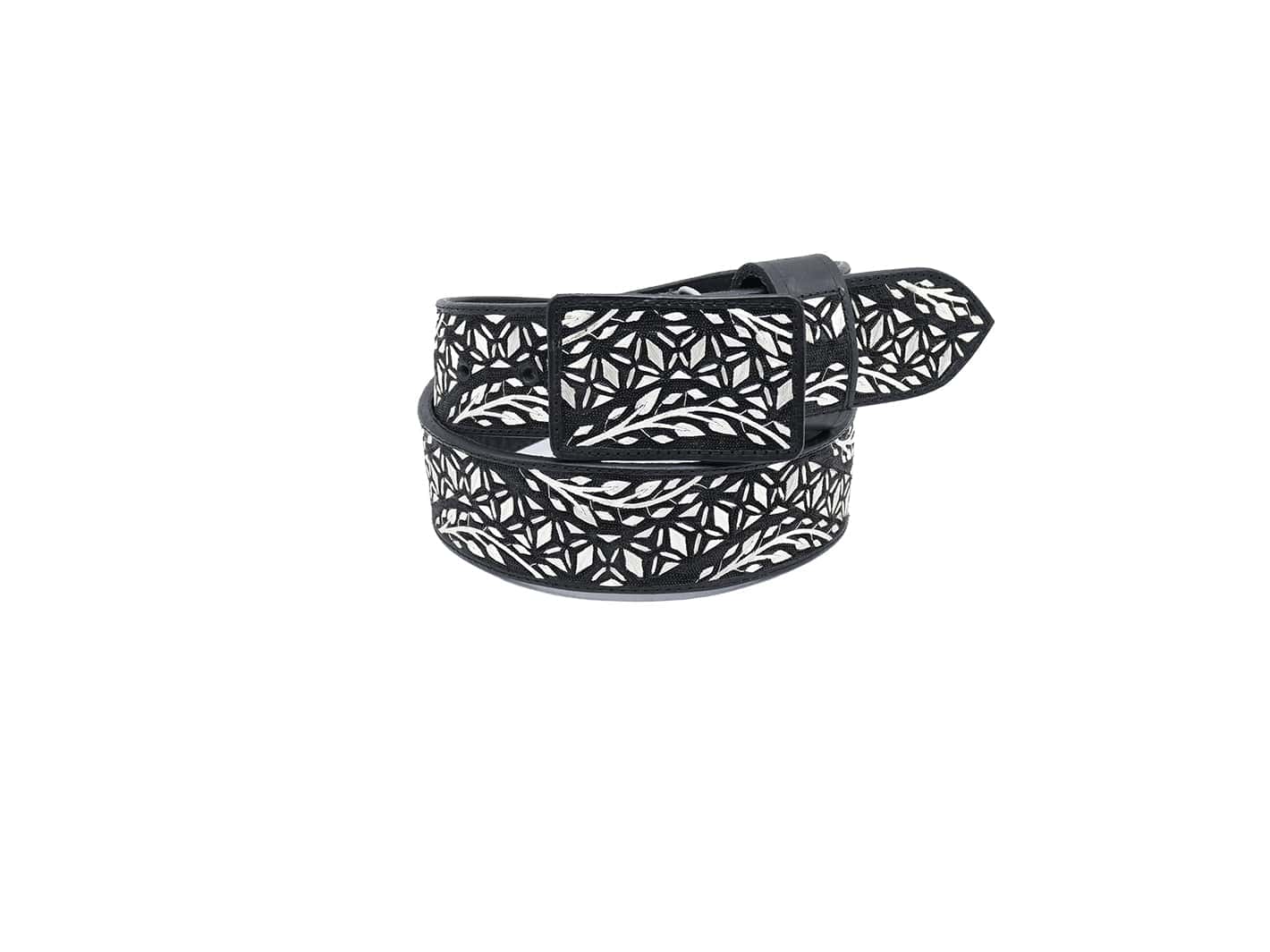 Charro Western Belt embroidered with Silver Thread