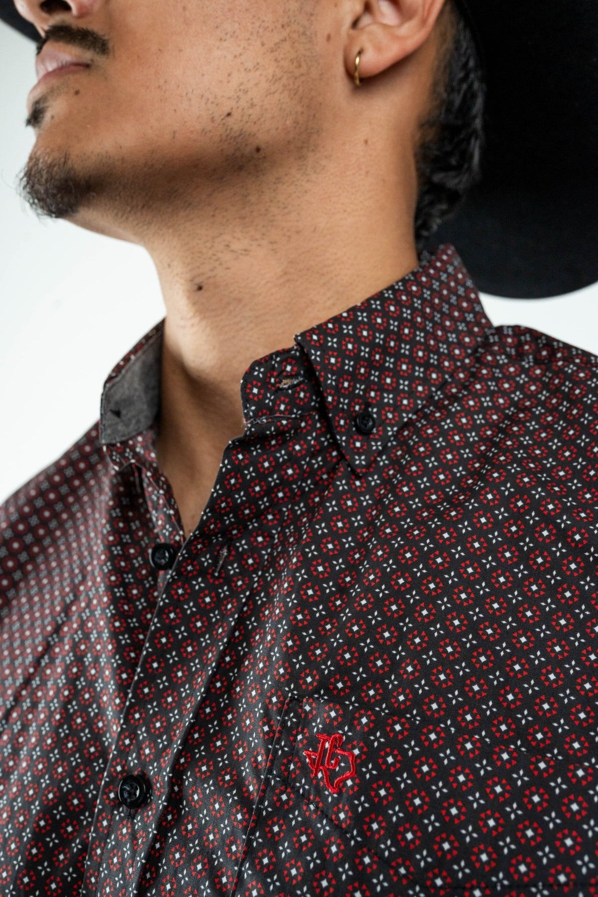 Texas Country - Black Flower Petals Button-Down Long Sleeve Shirt (MOD1085) - Gomez Western Wear