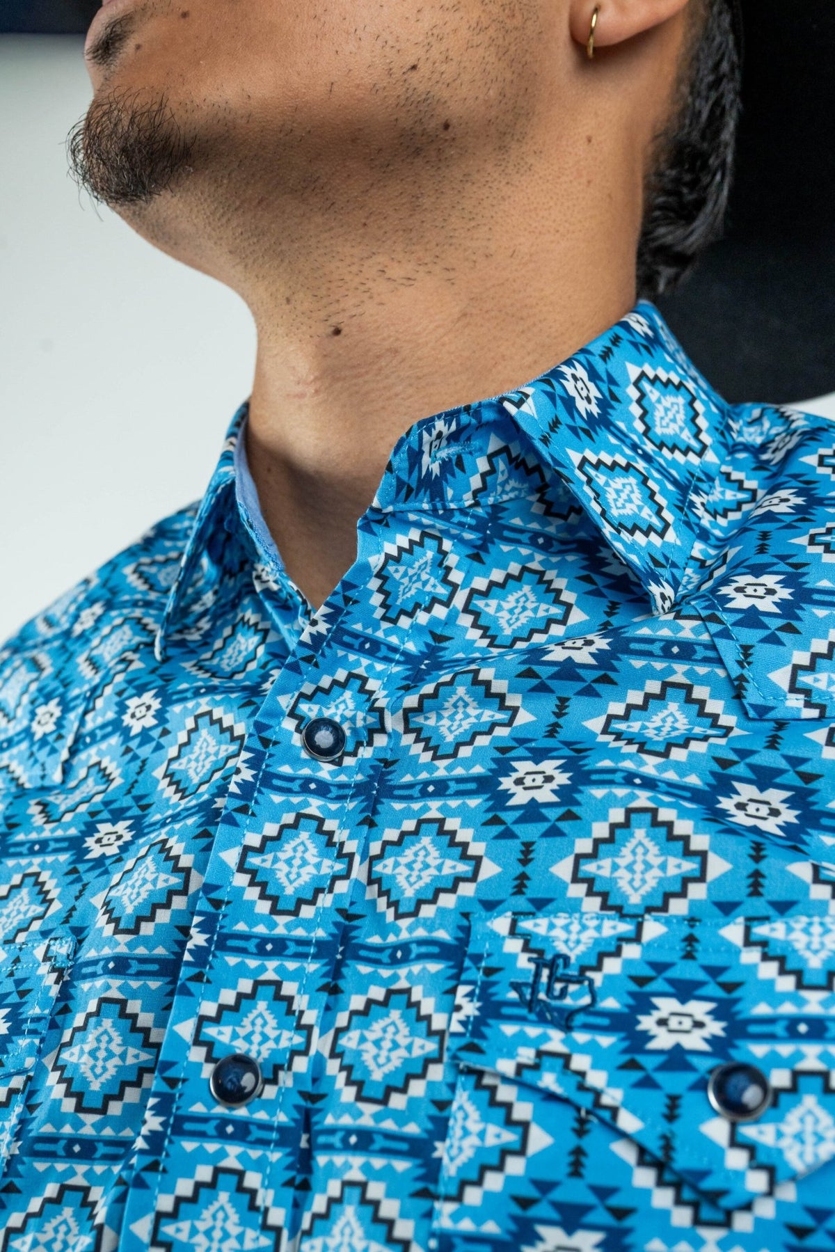 Texas Country - Blue Aztec Pearl Snap Long Sleeve Shirt (PS100L/T #173) - Gomez Western Wear
