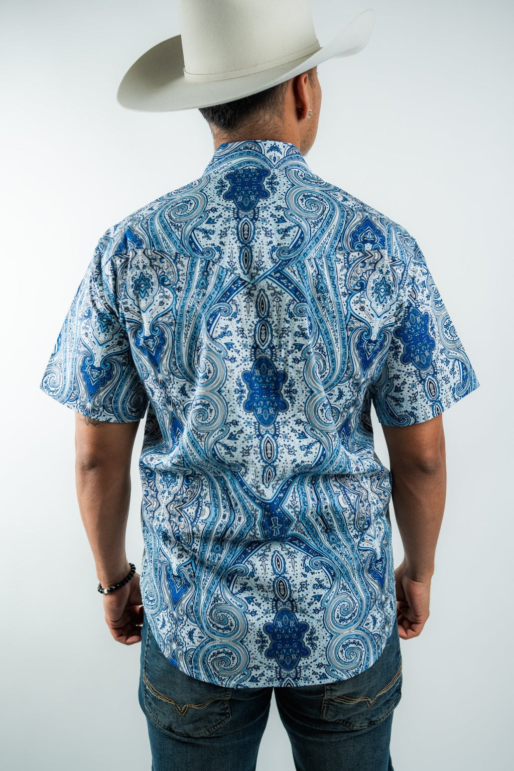Texas Country - Blue Floral Pearl Snap Short Sleeve Shirt (PS100S/T #1111) - Gomez Western Wear