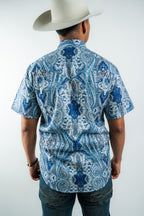 Texas Country - Blue Floral Pearl Snap Short Sleeve Shirt (PS100S/T #1111) - Gomez Western Wear