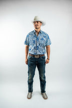 Texas Country - Blue Floral Pearl Snap Short Sleeve Shirt (PS100S/T #1111) - Gomez Western Wear