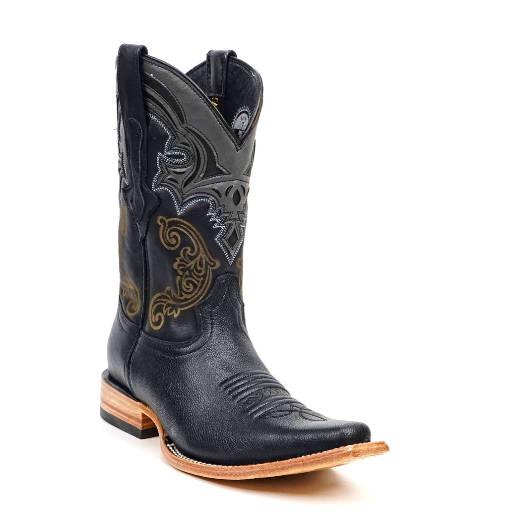 Texas Country Bota Res Hombre Rush Black Cowboy Boots - Snip Toe (E905)