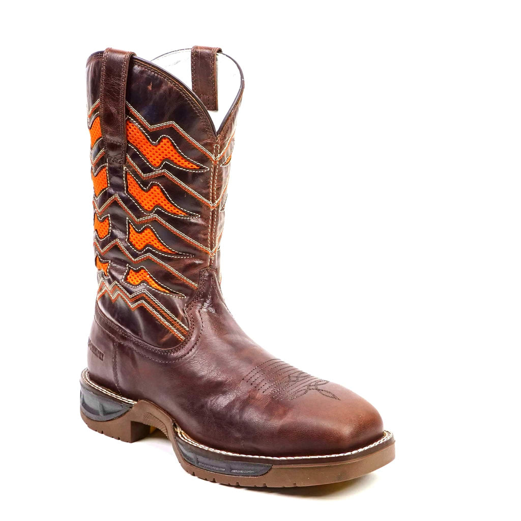 Texas Country Bota Trabajo TC Texas Country - Orange &amp; Brown Work Boots - Composite Toe (TC009)