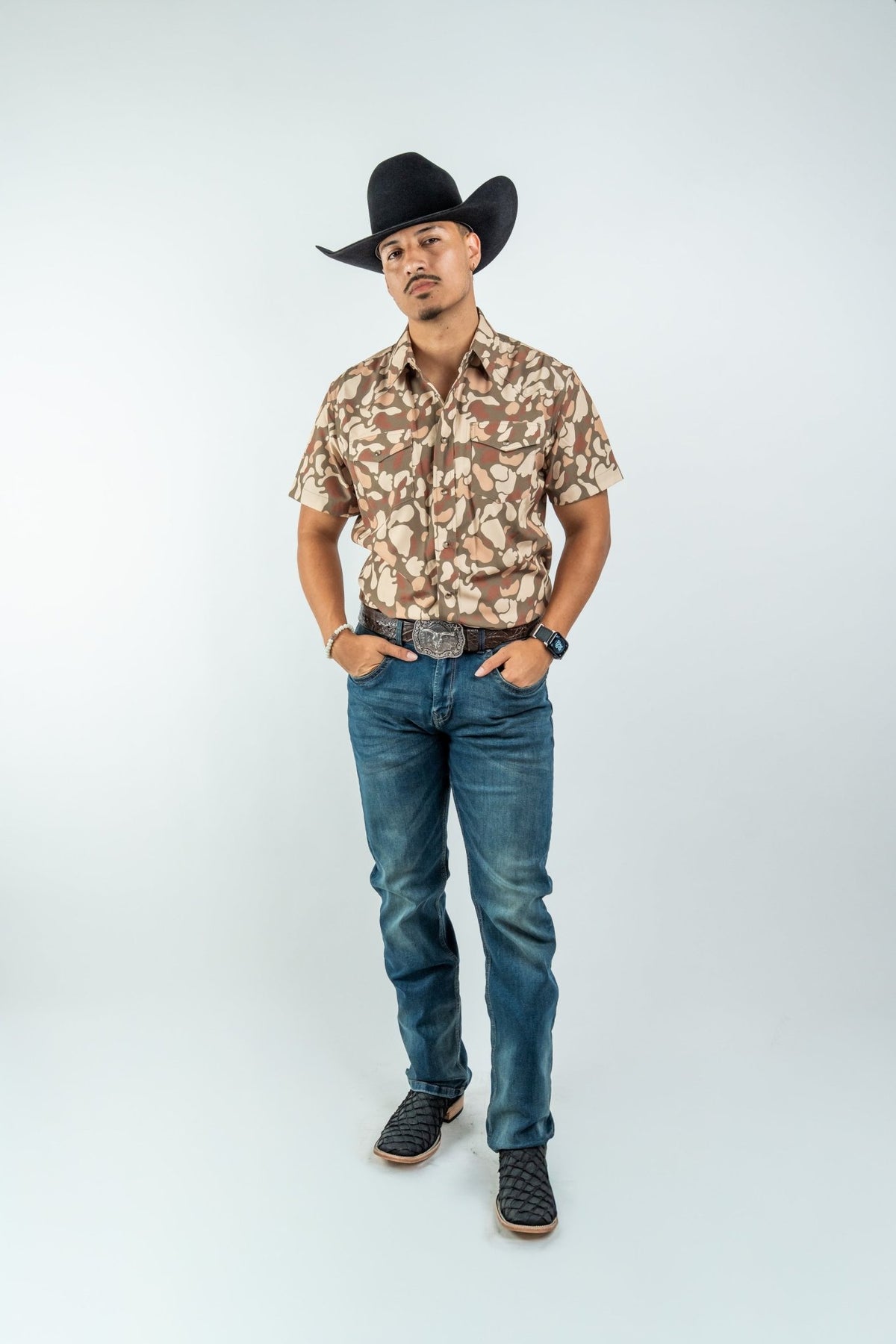Texas Country - Brown Camo Pearl Snap Short Sleeve Shirt (RT101S/T #1152) - Gomez Western Wear