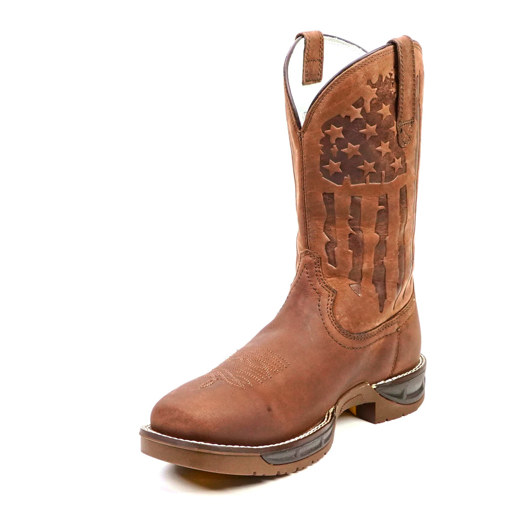 Texas Country - Chocolate Brown Work Boot - Soft Toe (TC005) - Gomez Western Wear