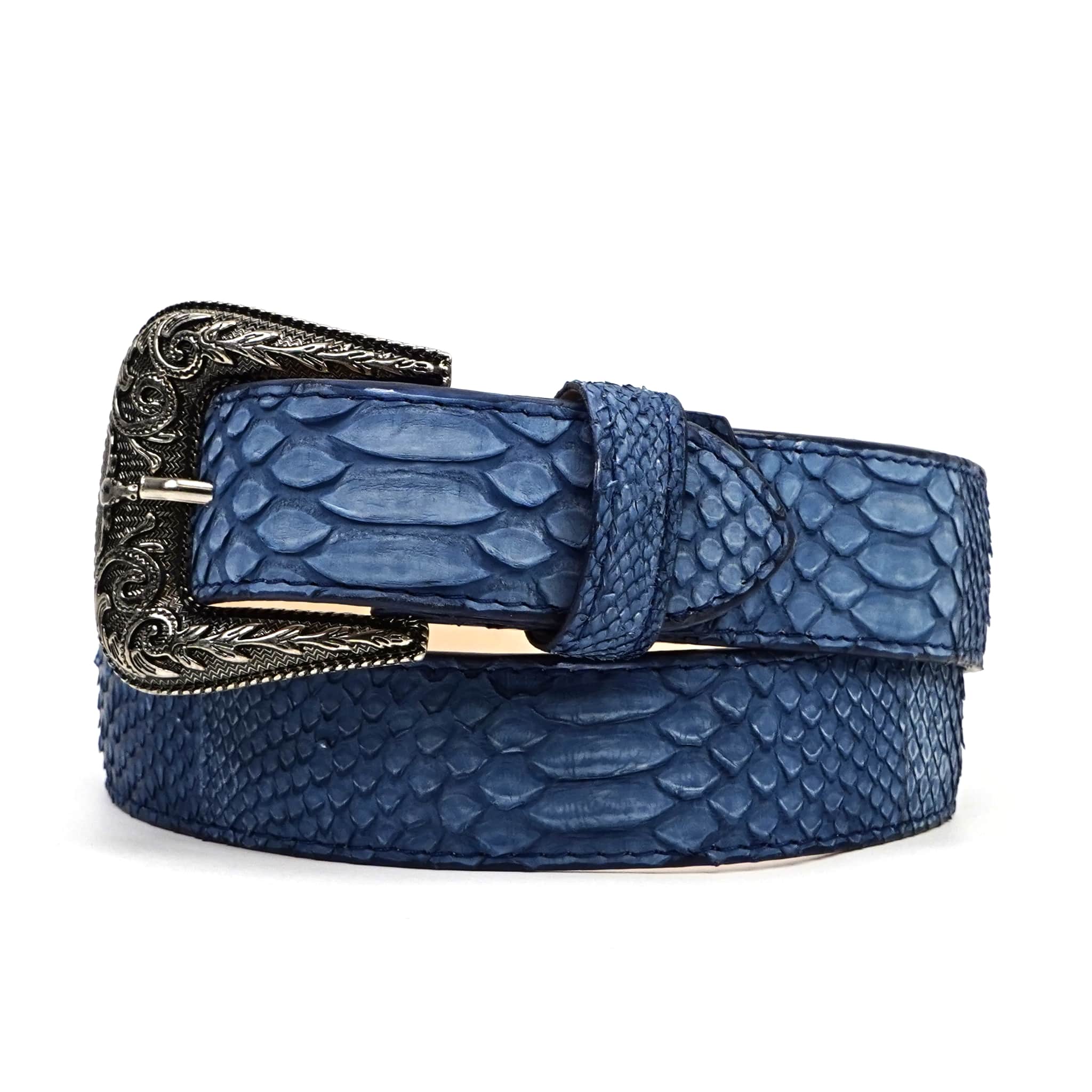 【Y2K】ermanno scervino PYTHON 2way belt Exotic Full Quilt Python Belt - Blueberry (C-028) – Gomez Western Wear
