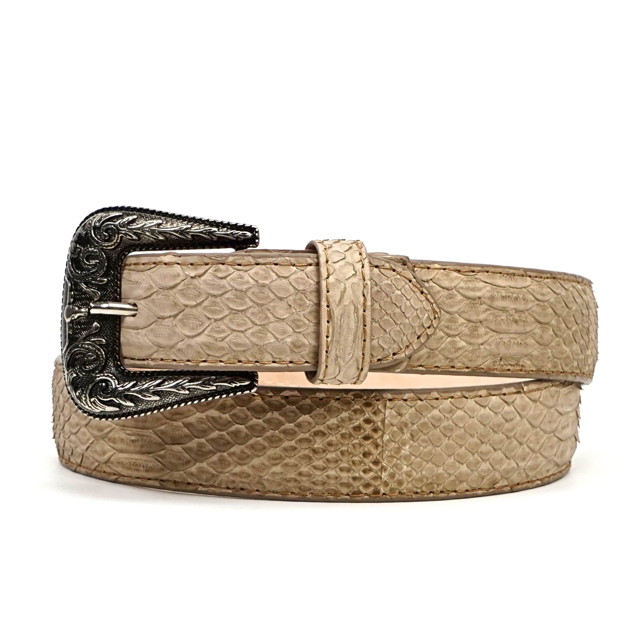 超希少 FUGA Python leather Studs belt vkei Exotic Full Quilt Python Belt - Cappuccino (C-028) – Gomez Western