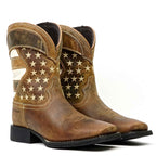 Texas Country Distressed Tan Boots - Slip-Resistant Sole - Square Toe (TCK001) - Gomez Western Wear