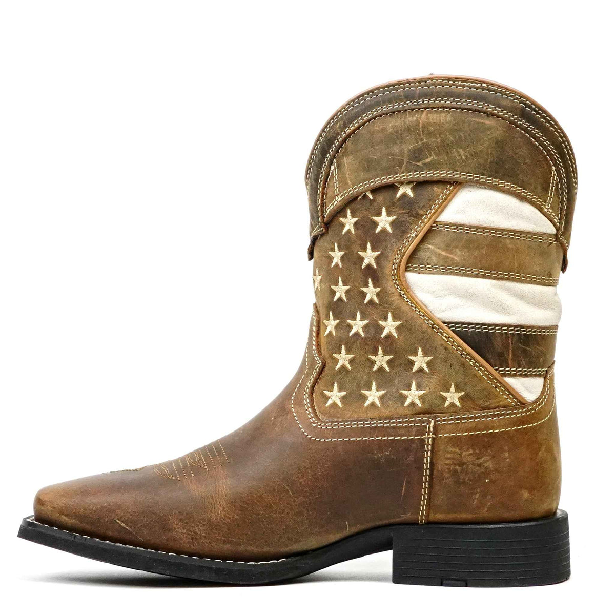 Texas Country Distressed Tan Boots - Slip-Resistant Sole - Square Toe (TCK001) - Gomez Western Wear