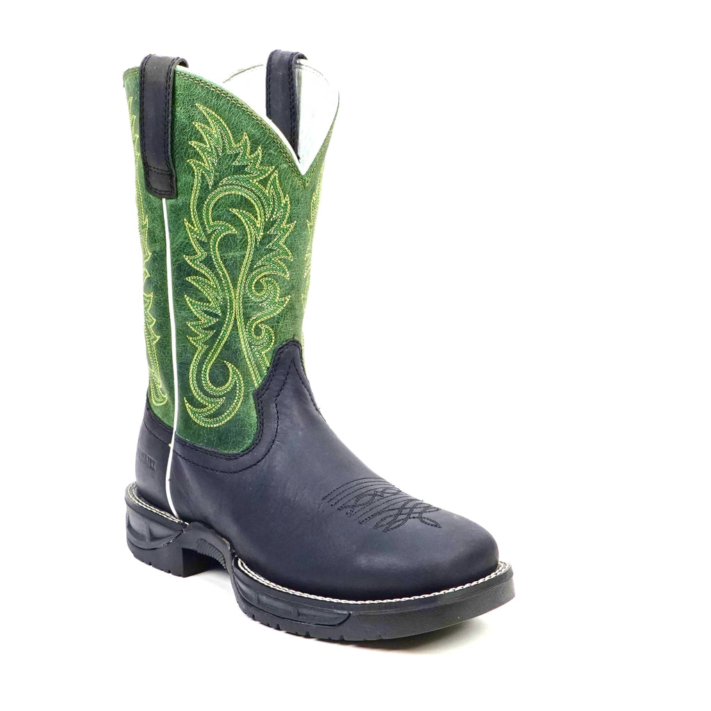 Texas Country - Green & Black Work Boots - Soft Toe (TC008) - Gomez Western Wear