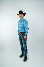 Texas Country - Light Blue Aztec Pearl Snap Long Sleeve Shirt (PS100L/T #1124) - Gomez Western Wear