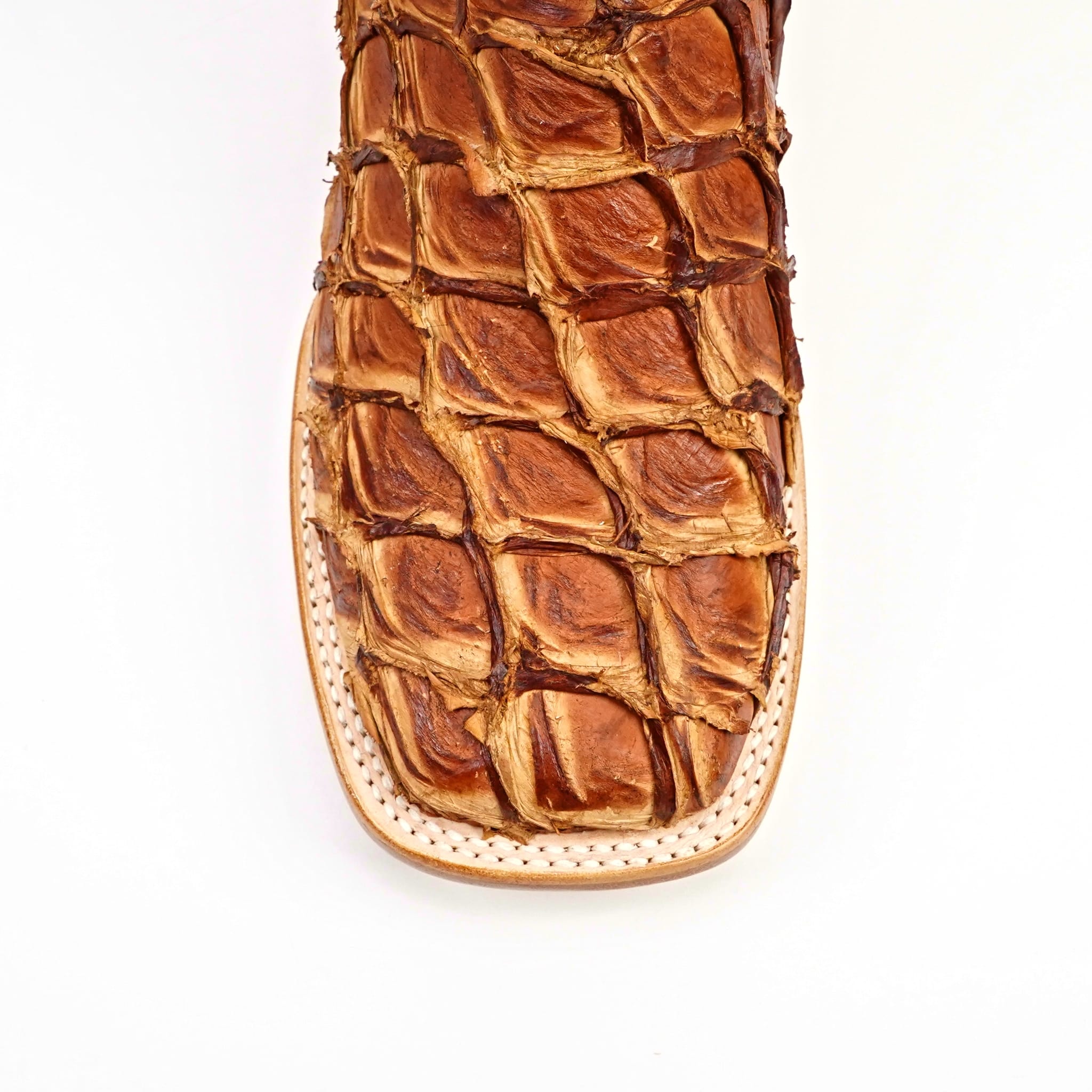 Texas Country Mens Diamond Collection Butch Pirarucu Fish Boots - Matte Pecan - Square Toe