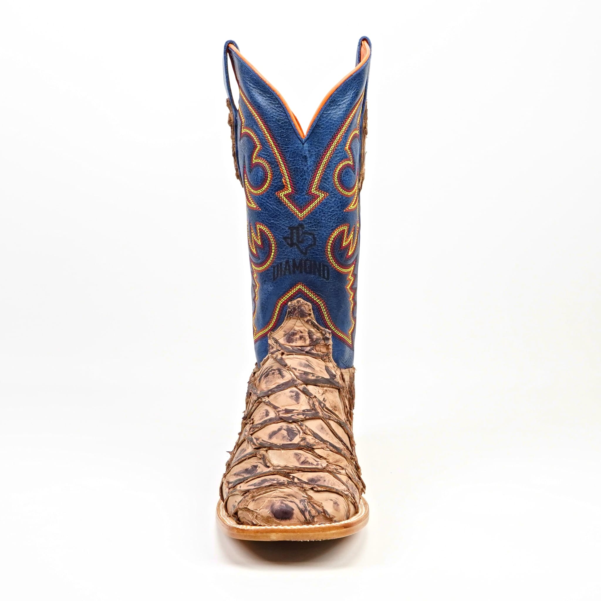 Texas Country Mens Diamond Collection Butch Pirarucu Fish Boots - Matte Sand - Square Toe