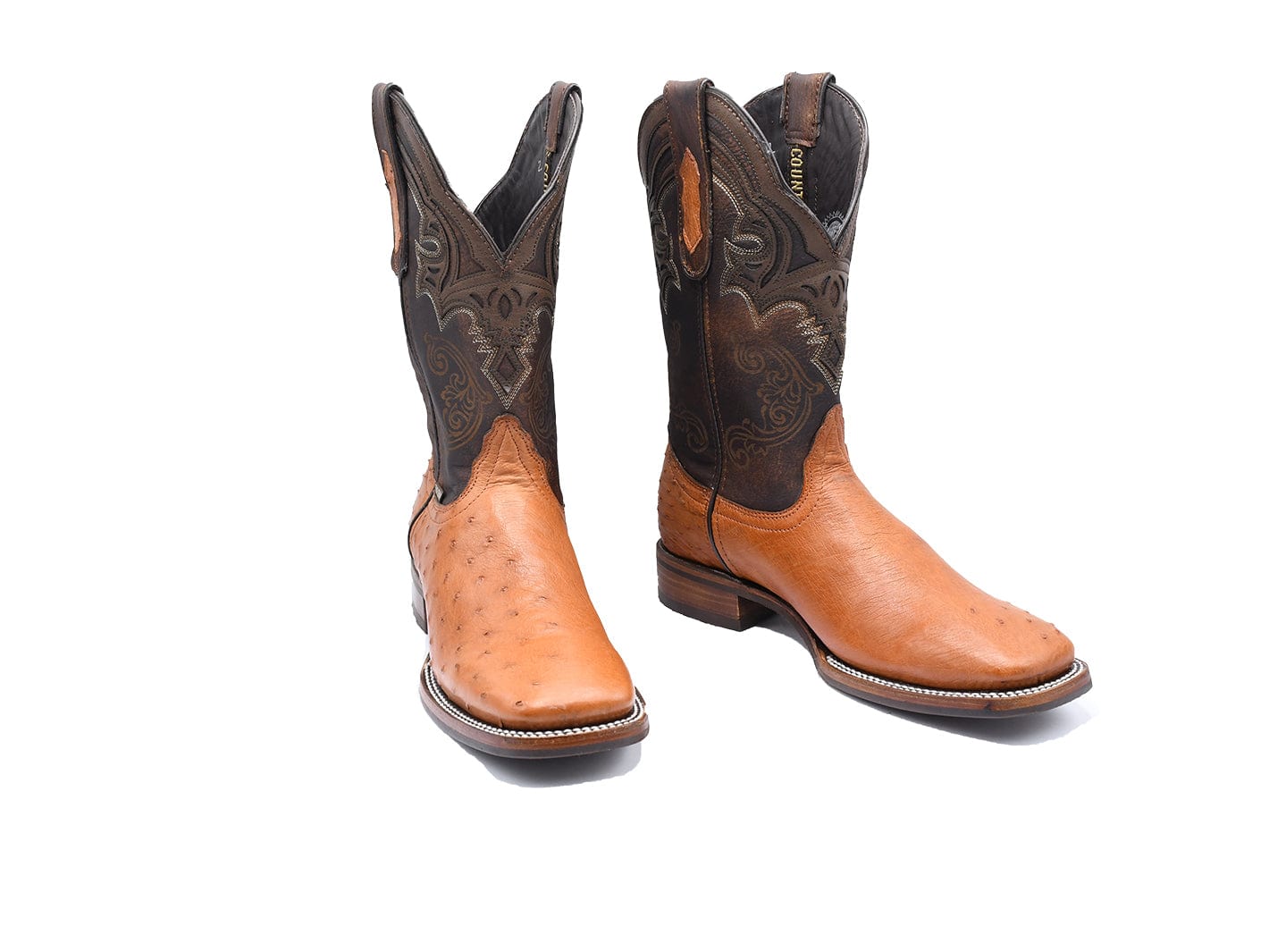 Promo Texas Country Exotic Boot Ostrich Brandy, Square Toe