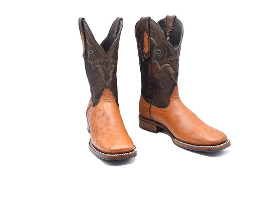 Promo Texas Country Exotic Boot Ostrich Brandy, Square Toe