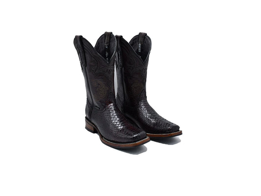 Promo Texas Country Exotic Boot Python Black Cherry Rodeo Toe