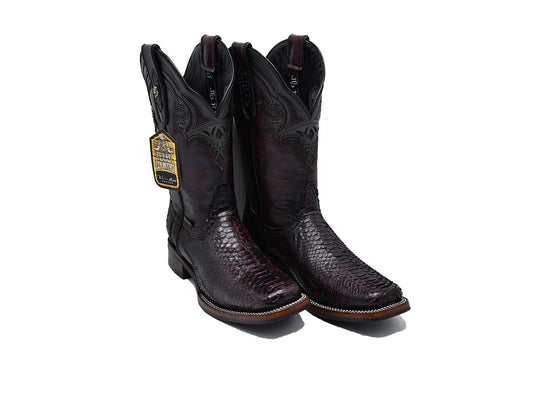 Promo Texas Country Exotic Boot Python Black Cherry Square Toe