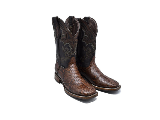 Promo Texas Country Exotic Boot Python Cafe Square Toe