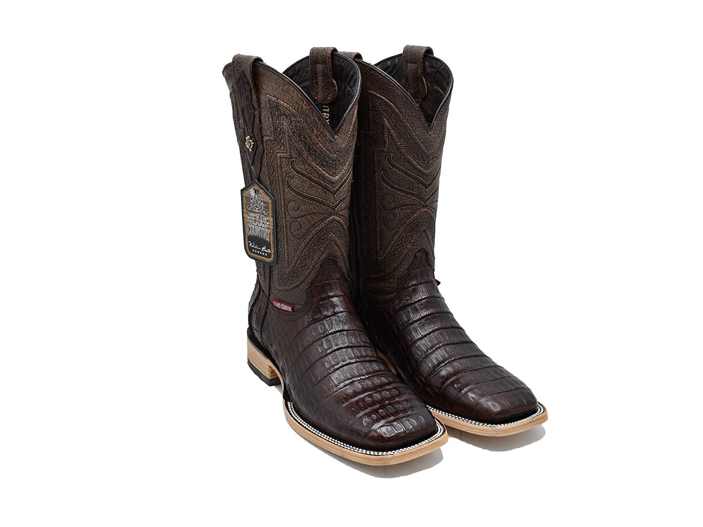 Texas Country Exotic Boot Cola Caiman Belly Tabacco Square Toe LM10