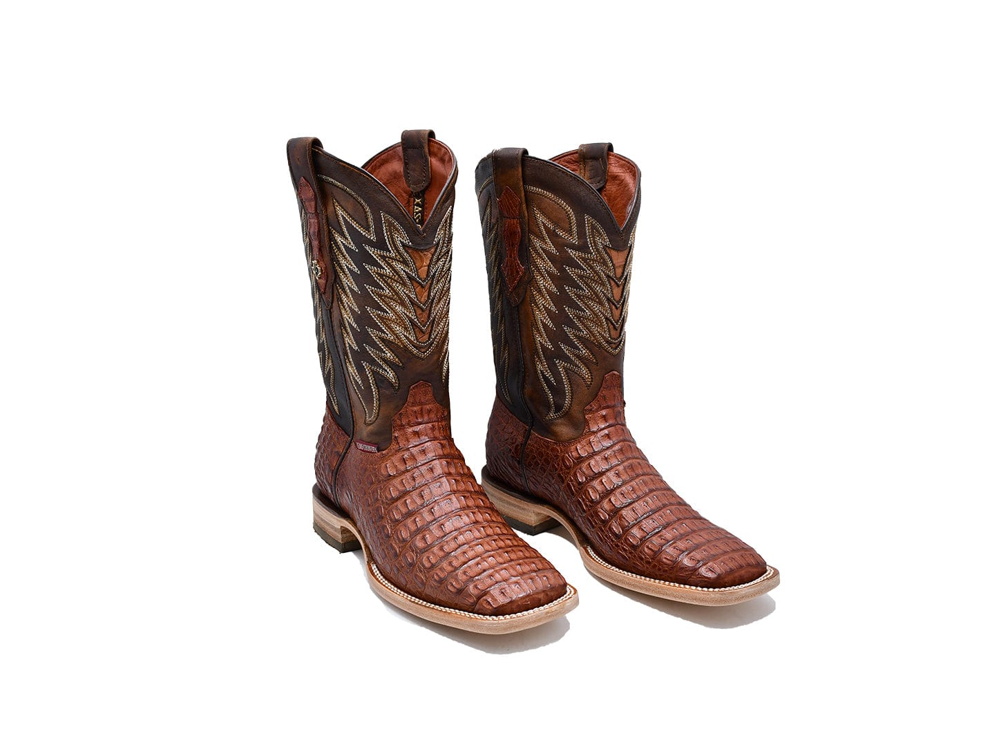 Texas Country Exotic Boot Lomo Caiman Brandy Square Toe LM10B