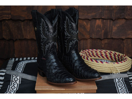 Texas Country Exotic Boot Python Jumbo Black Round Toe PN240