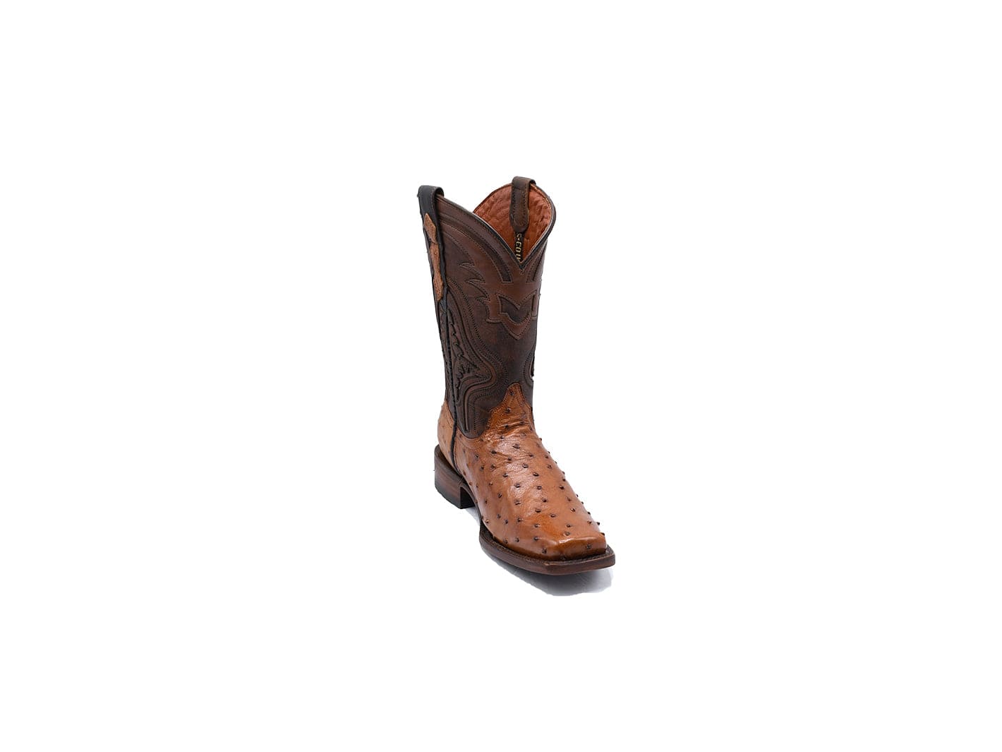 Texas Country Western Boot Ostrich Brandy CC Rodeo Toe AV90