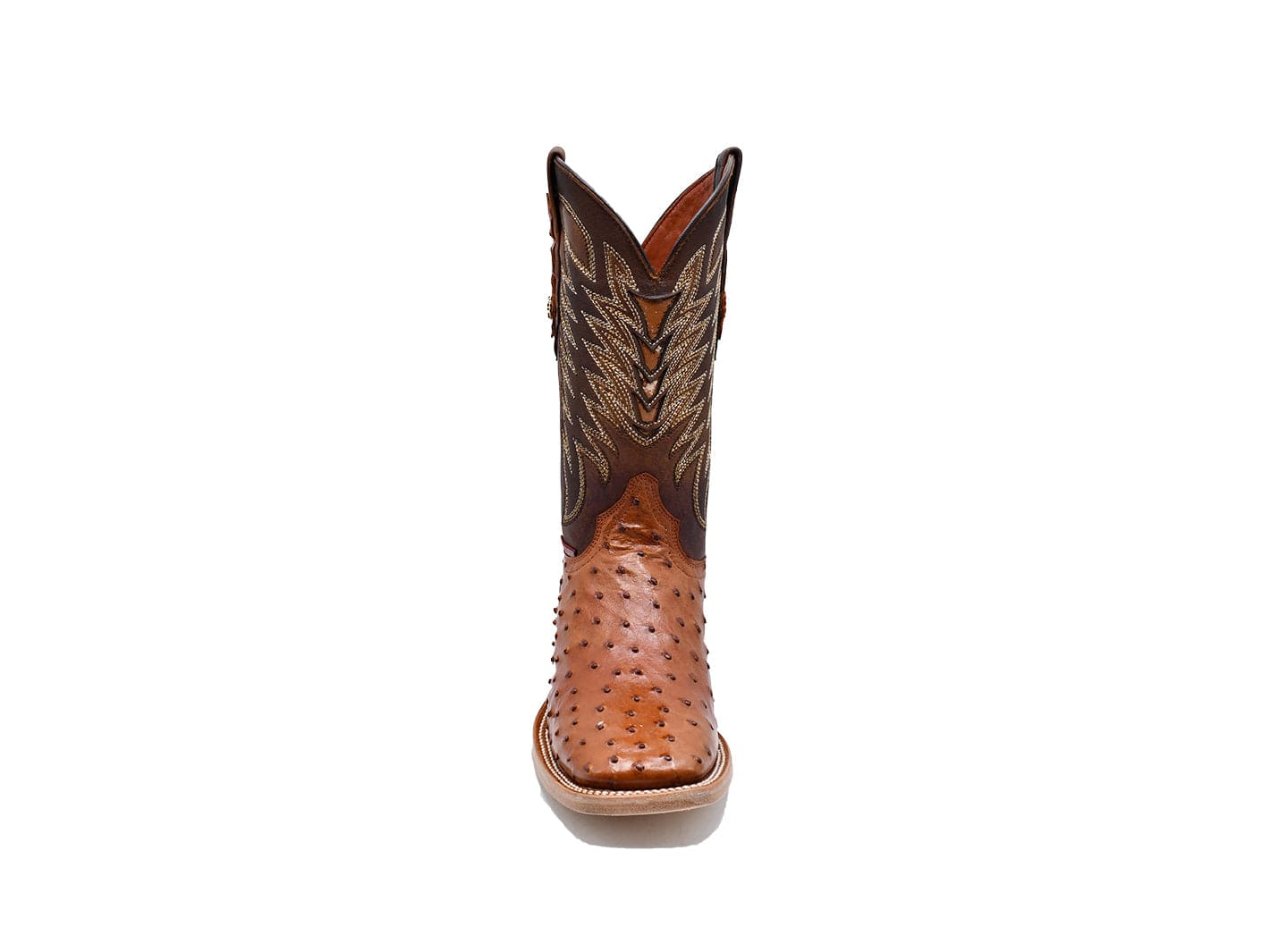 Texas Country Western Boot Ostrich Brandy Square Toe AV20F
