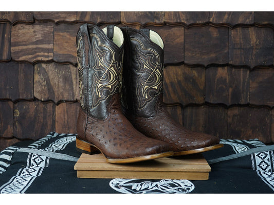 Texas Country Western Boot Bull Dog 4700 Ostrich Tabaco