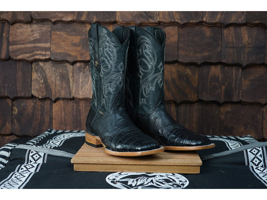 Texas Country Western Boot Caiman Cola Ext Black Square Toe E05
