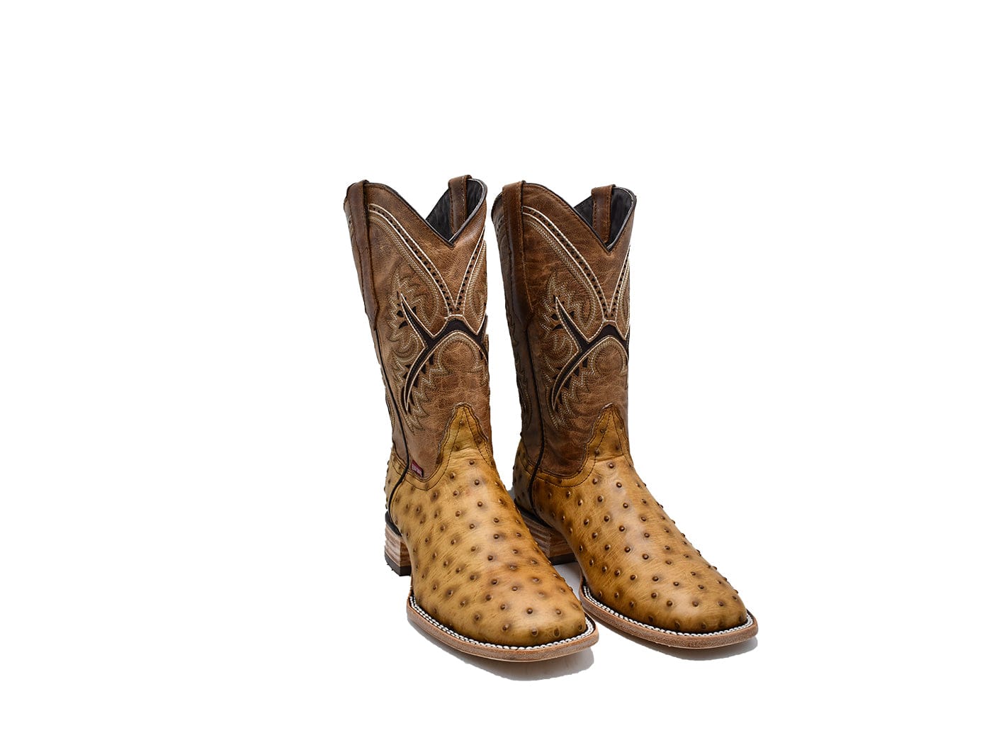 Texas Country Western Boot Ostrich Print Camel E593