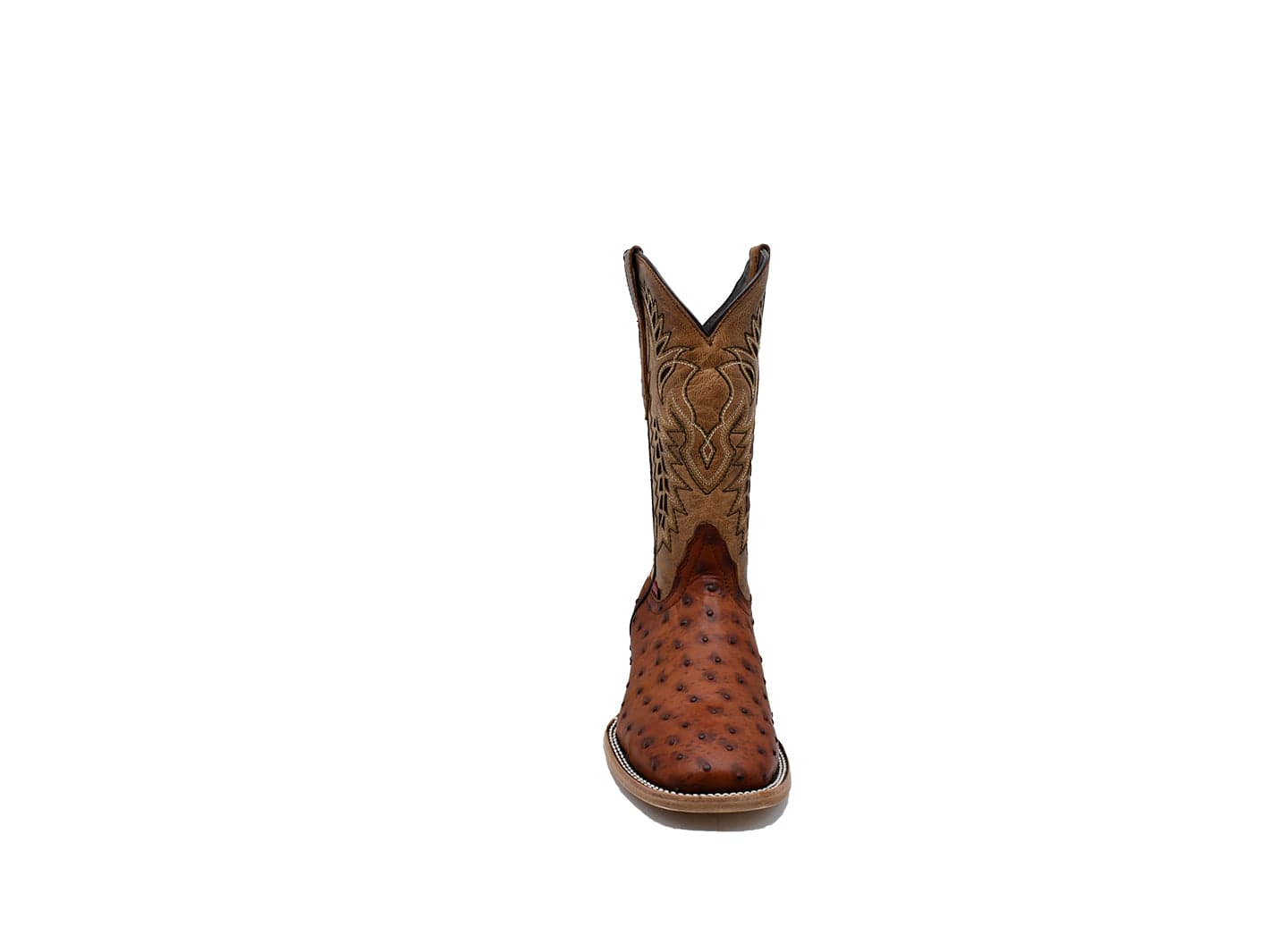 Texas Country Western Boot Ostrich Print Cognac E593
