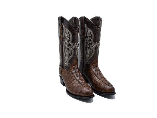 Texas Country Western Boots Caiman Print Choco Round Toe E437