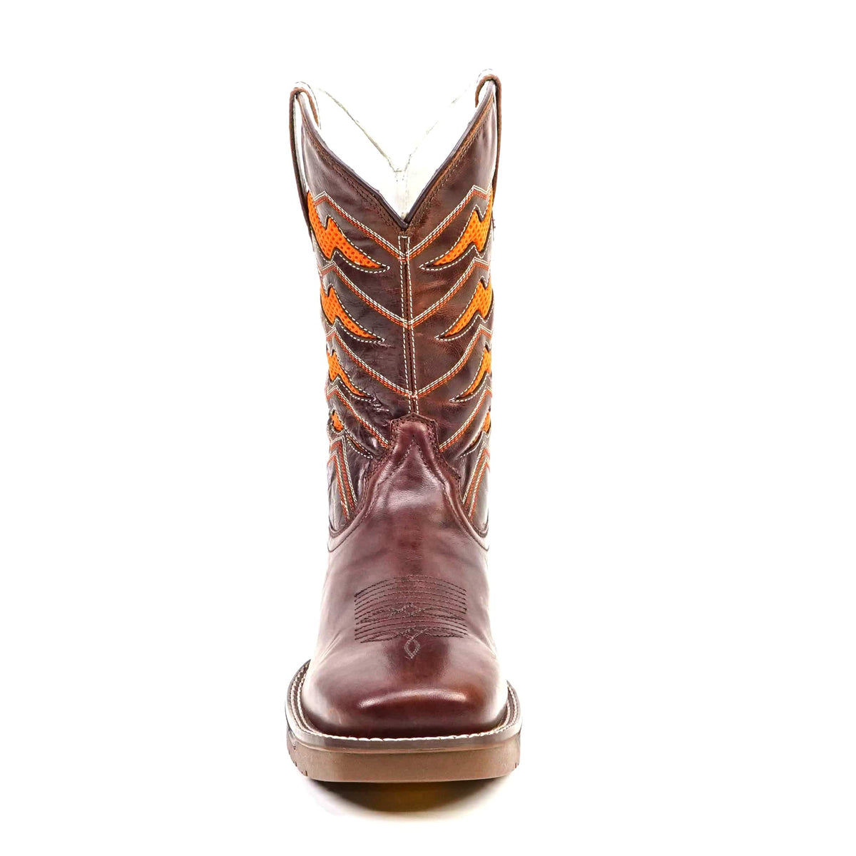 Texas Country - Orange & Brown Work Boots - Soft Toe (TC009) - Gomez Western Wear