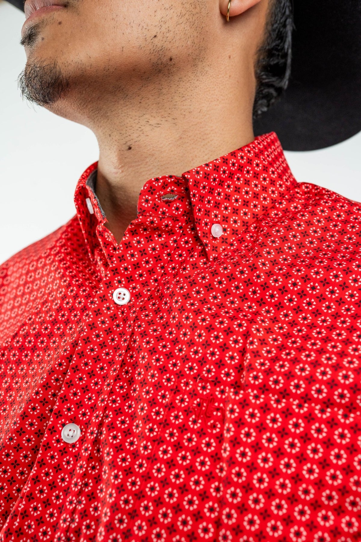 Texas Country - Red Flower Petals Button-Down Long Sleeve Shirt (MOD1086) - Gomez Western Wear