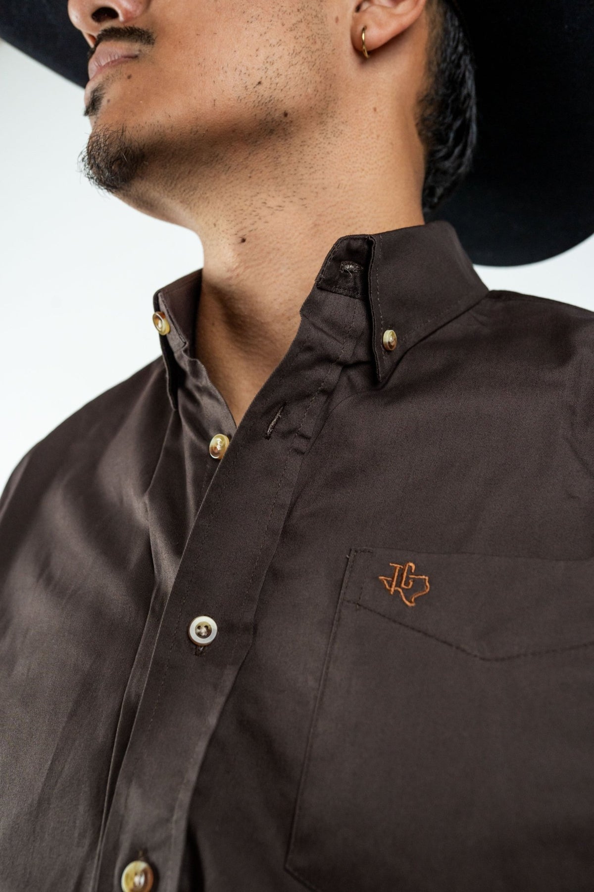 Texas Country - Solid Brown Button-Down Long-Sleeve Shirt (AC110L/T) - Gomez Western Wear