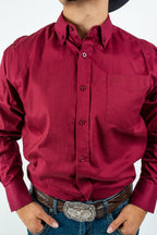 Texas Country - Solid Burgundy Button-Down Long-Sleeve Shirt (AC110L/T) - Gomez Western Wear