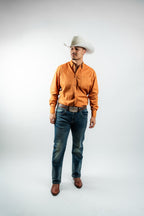 Texas Country - Solid Orange Button-Down Long Sleeve Shirt (AC110L/T) - Gomez Western Wear