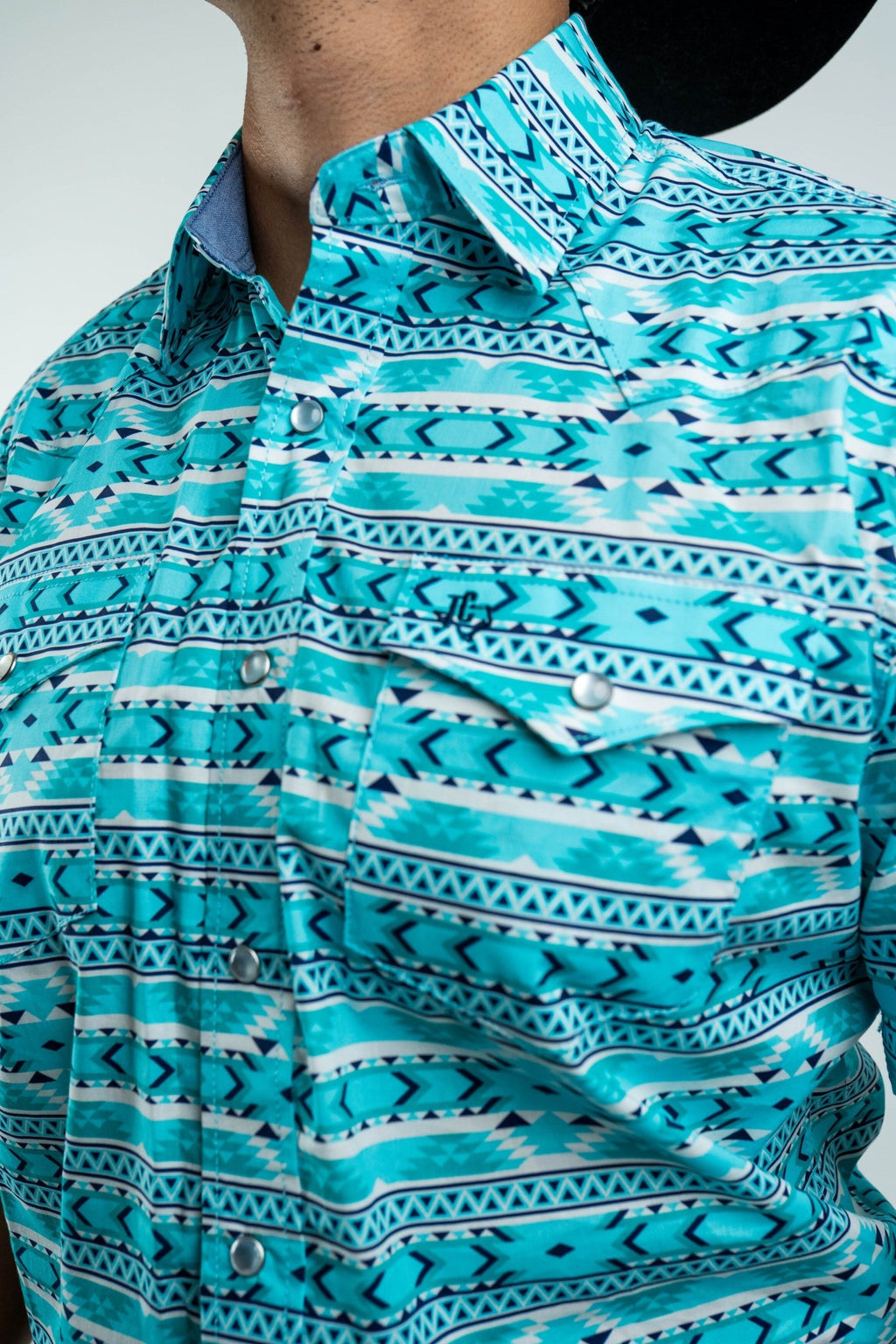 Texas Country - Turquoise Aztec Pearl Snap Short Sleeve Shirt (PS100S/T #1125) - Gomez Western Wear